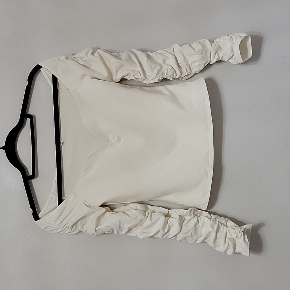 Reformation Aloura Long Sleeve Ruched Ivory Top Sz S